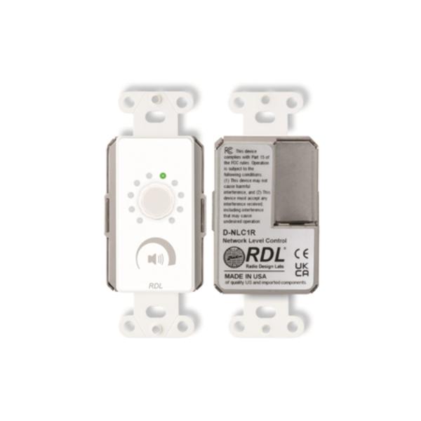 RDL-D-NLC1R Single-Gang Network Rotary Encoder Remote Control with LED Rotary String Display Dante - White