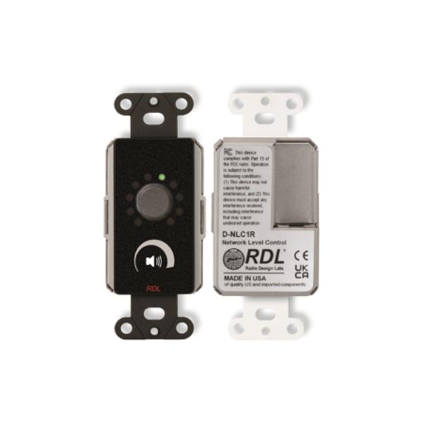 RDL-DB-NLC1R Single-Gang Network Rotary Encoder Remote Control with LED Rotary String Display Dante - Black