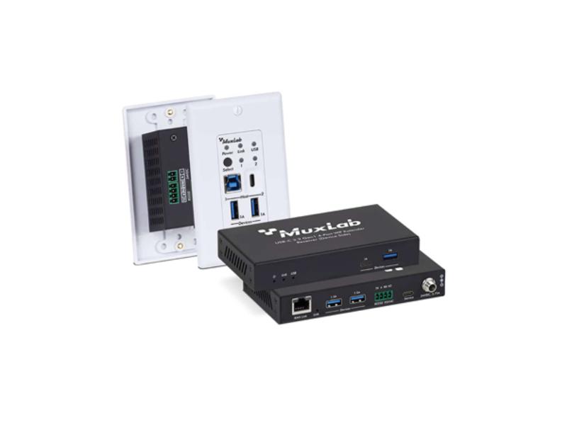Picture of Muxlab MUX-500535 328 ft. & 100M Cat6A USB-C 3.2 Gen1 4-Port Wallplate Extender Kit