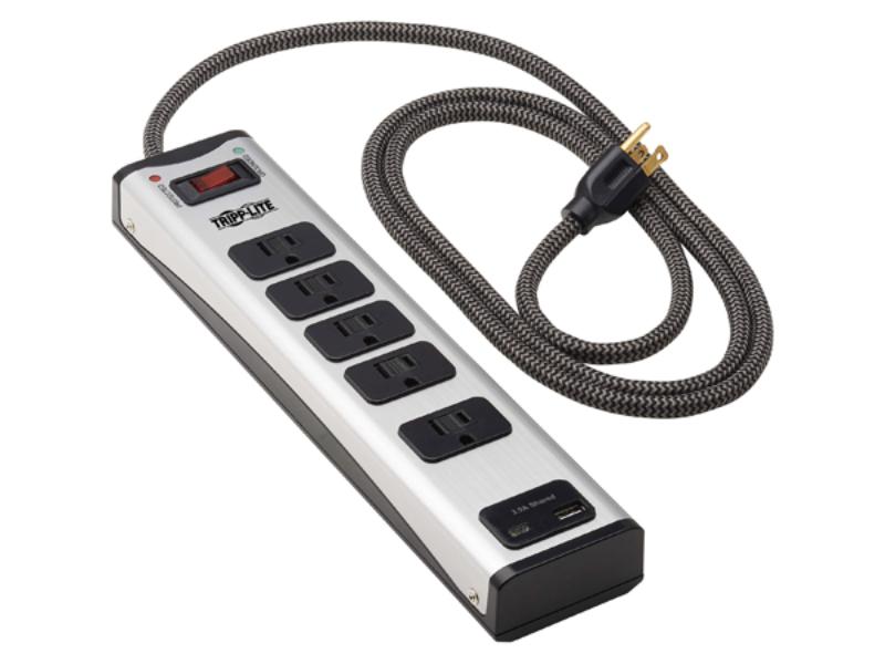 Picture of Tripp Lite TRL-TLM506USBC Protect It 5-Outlet Surge Protector Power Strip with 1 USB-A & 1 USB-C - 6 ft. Cord