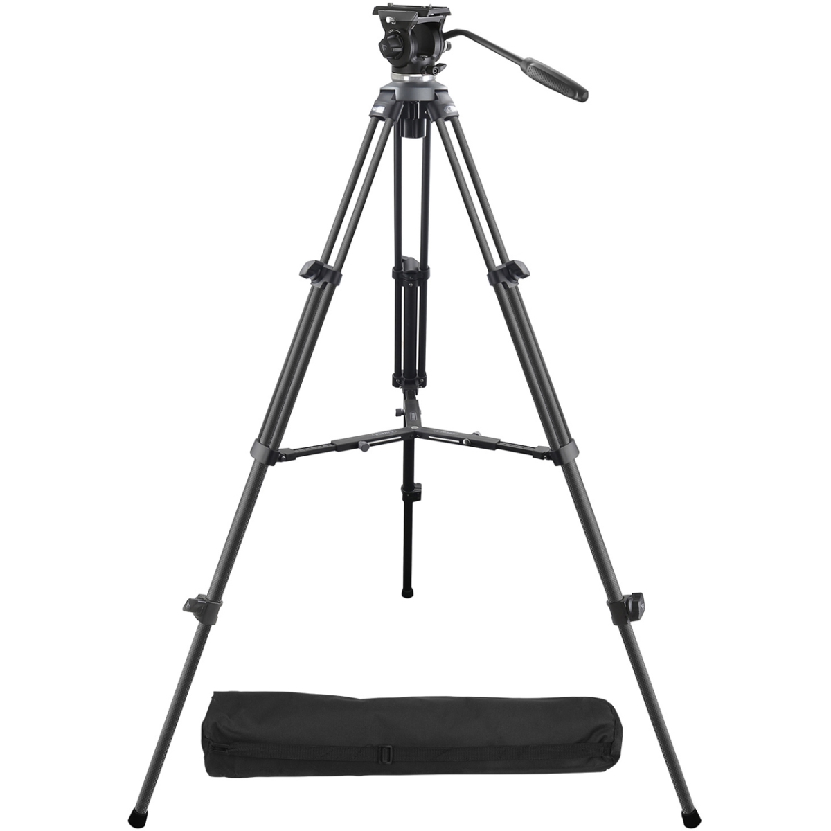 Picture of Ningbo Eimage Studio Equipment IKAN-EC610R 2-Stage Carbon Fiber 65mm Fluid Head Tripod Kit - 6.6 lbs Payload