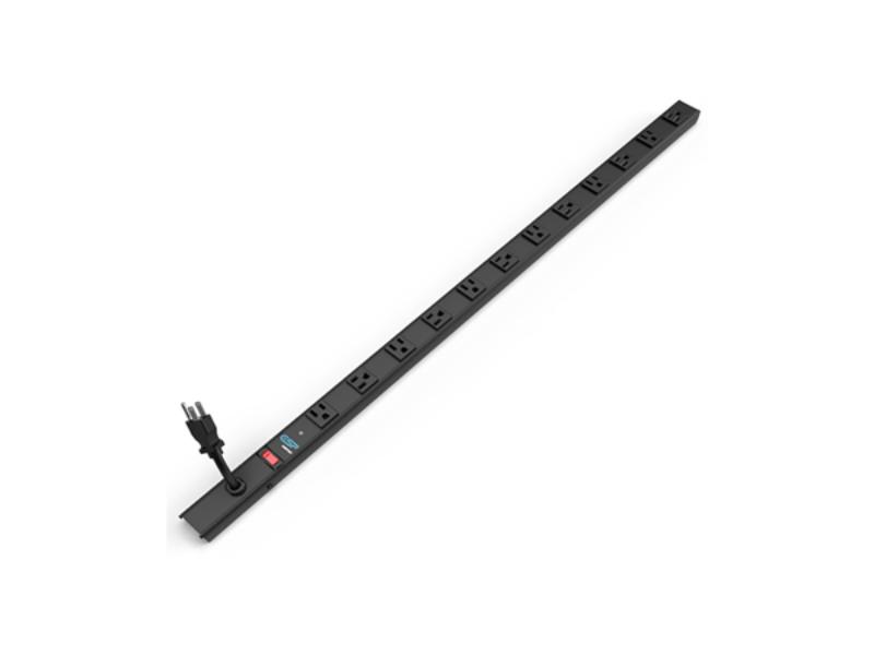 -VP-10V-1212 125V 12A Vertical PDU Power Strip with Twelve 5-15R Outlets - 6 Regular & Right Angle