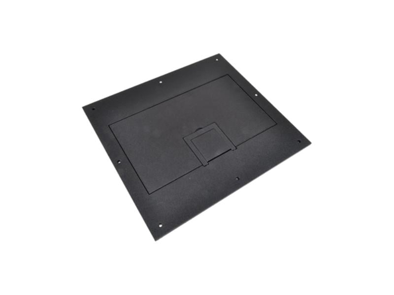FL600PSLDBLK-C Hinged U-Access Solid Cover with Cable Exit - No Trim - Black