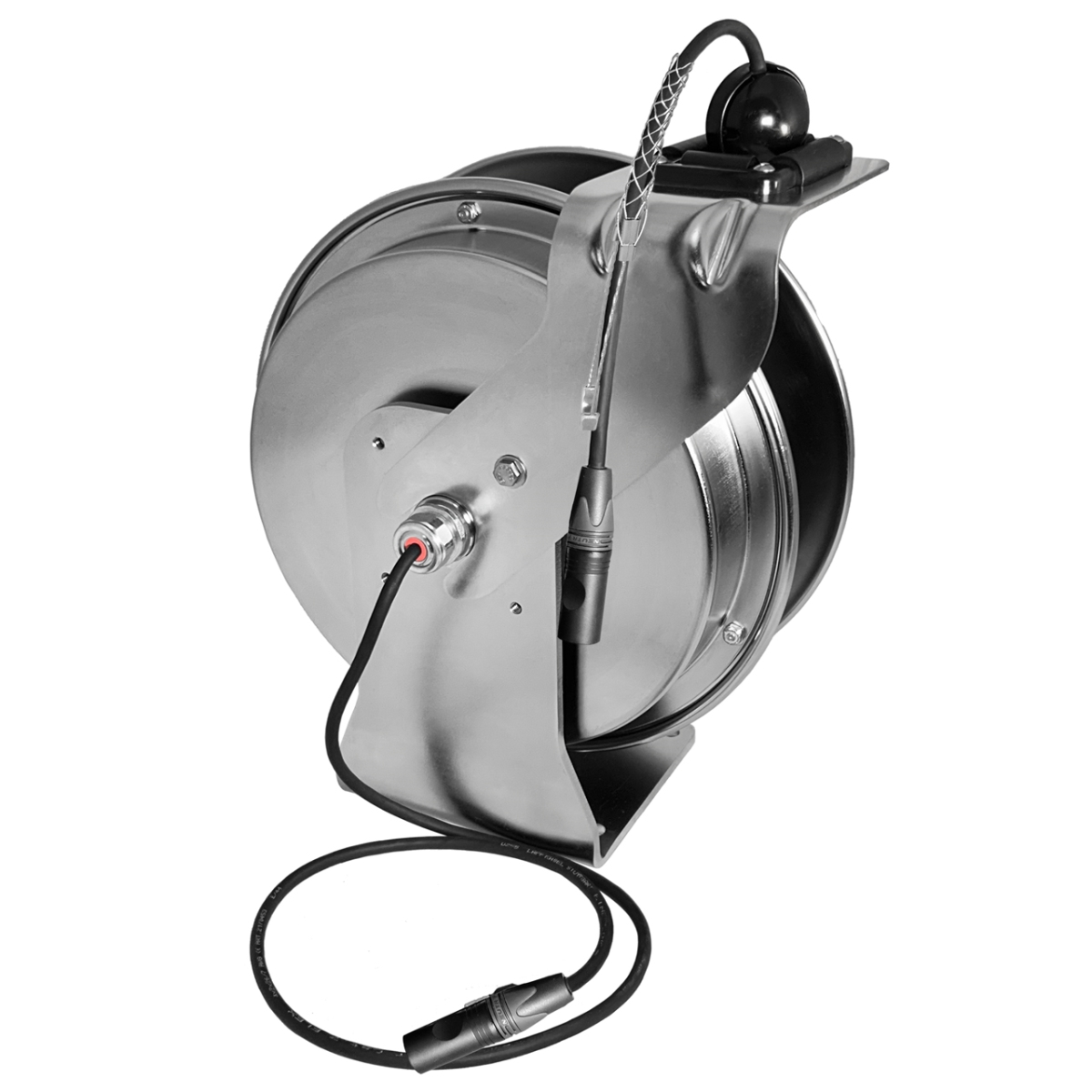 SN-CAT6-100-CTST 100 ft. Stainless Steel CAT6 Retractable Cable Reel with Cable Guide Arm - Constant Tension