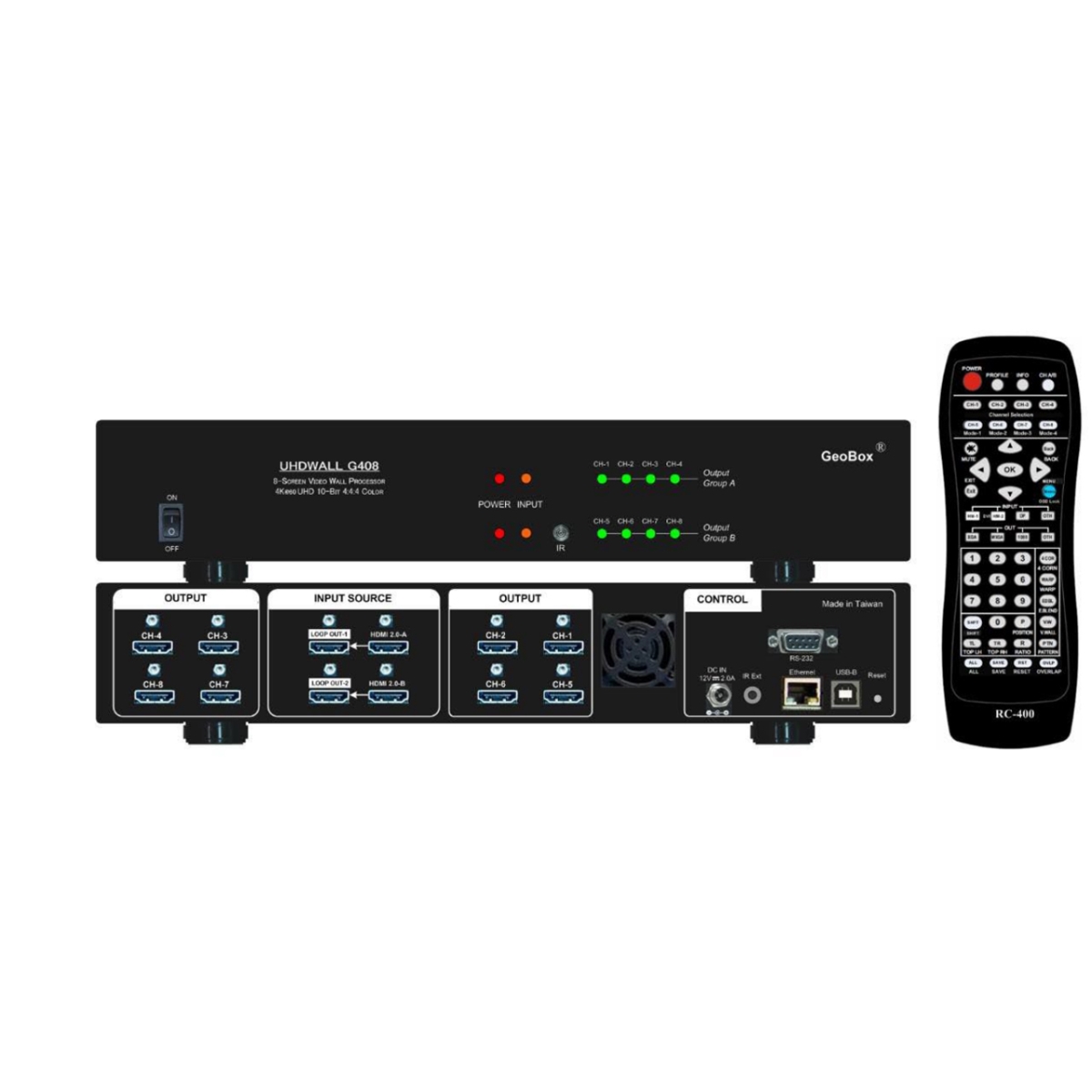 VGL-G408 GeoBox 8 Channel 4x4 4K60-8K30 4-4-4 Video Wall Controller with Multiview - HDCP 2.2 Compliant