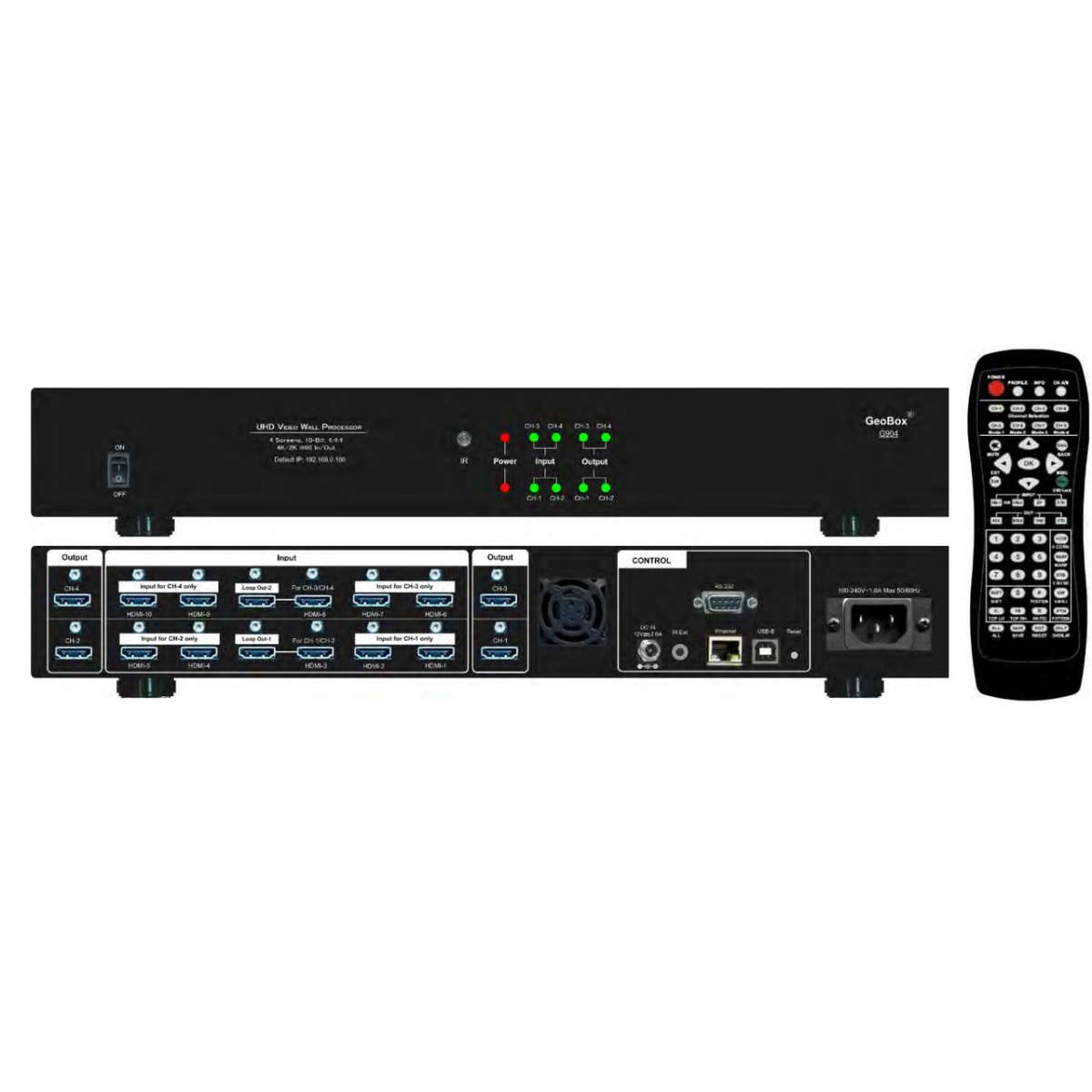 VGL-G904 GeoBox 4 Channel 4x4 4K60 4-4-4 Video Wall Controller with Multiview - HDCP 2.2 Compliant