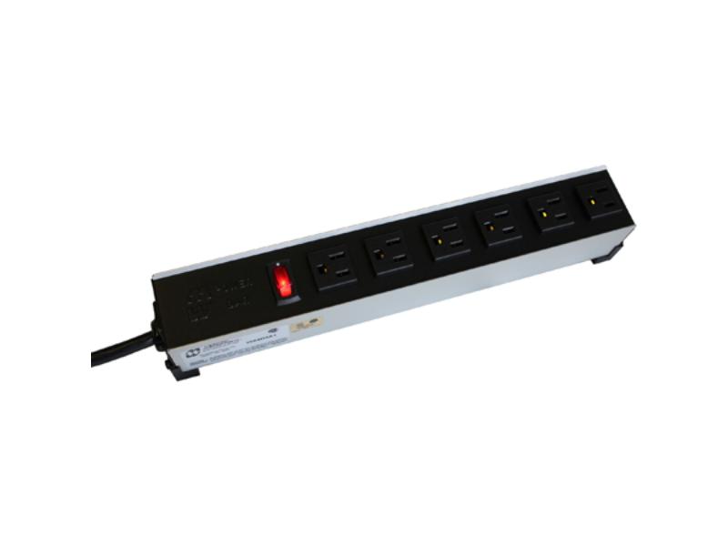 Picture of Hammond Manufacturing HMND-1584H6A1 15A H.D 6-Outlet Strip with 6 ft. Cord & Outlets Front Rocker Type On & Off Switch - Black