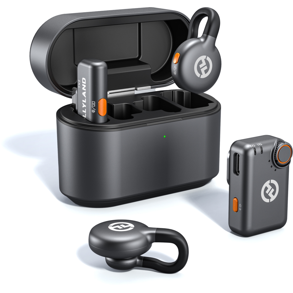 Picture of Hollyland Technology HL-LARKM2SMINI M2S Mini Combo Wireless Lavalier Microphone System with Camera RX & USB-C RX&#44; Space Gray