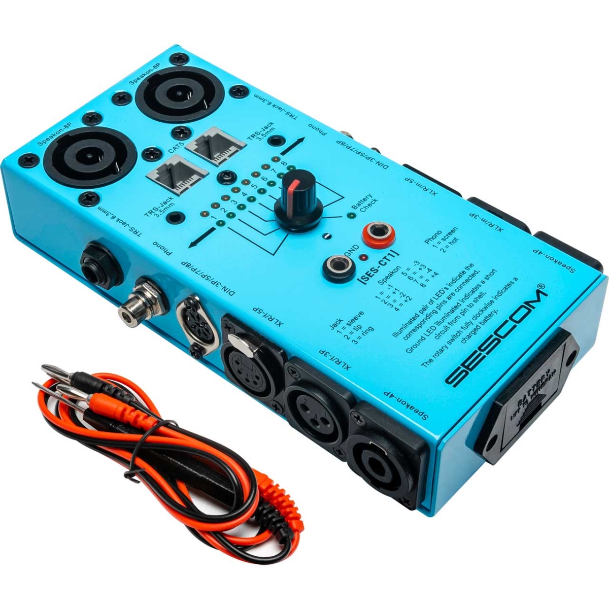 SES-CT1 Professional Ethernet & Audio Cable Tester - XLR-RCA & Speakon RJ45