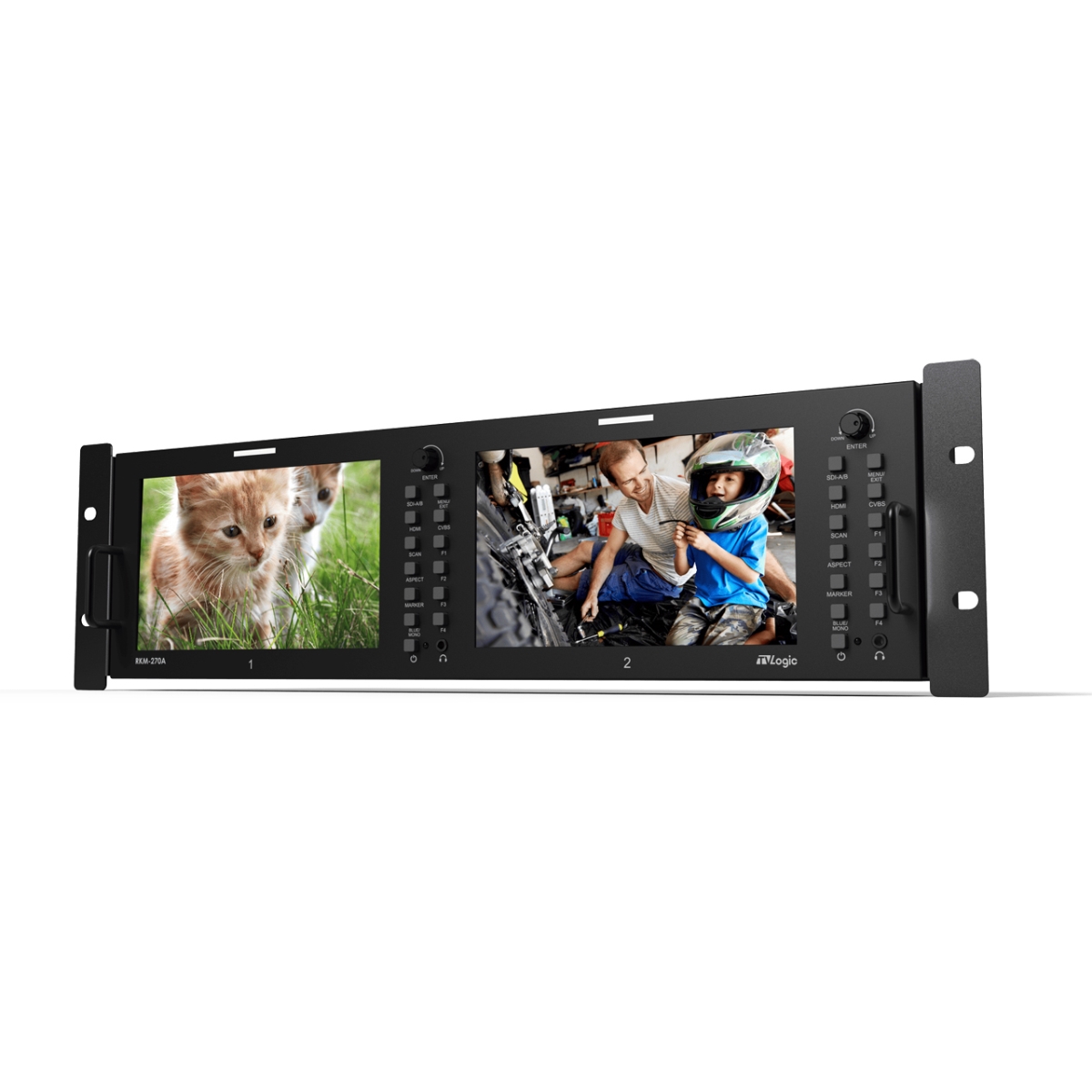 Picture of TVLogic USA TVL-RKM-270A 7 in. Dual 3RU LCD Two 3G-SDI Input Rack Monitor with Loop-Out & One HDMI Input & One Composite Input