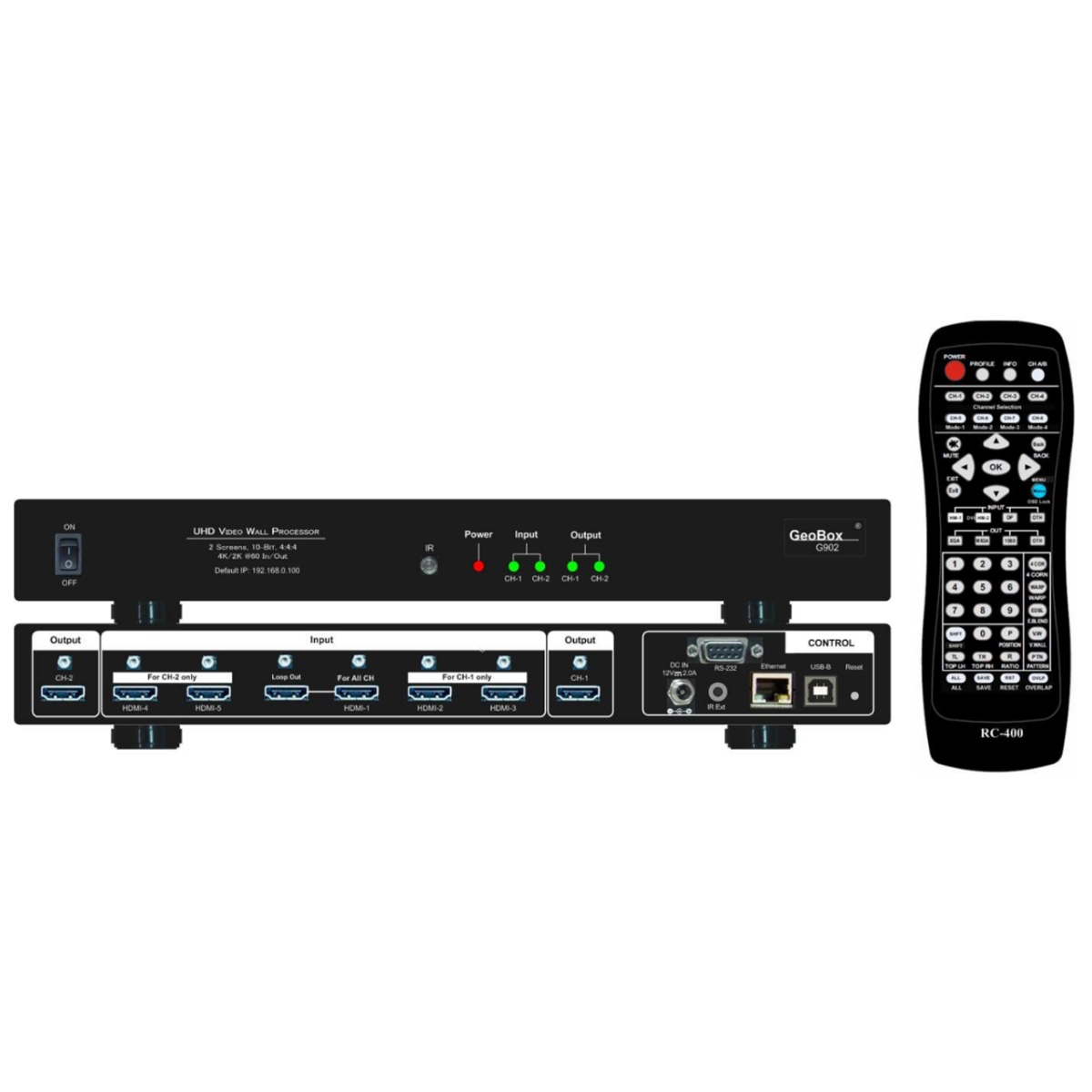 VGL-G902 GeoBox 2 Channel 5x2 4K60 4-4-4 Video Wall Controller with Multiview - HDCP 2.2 Compliant