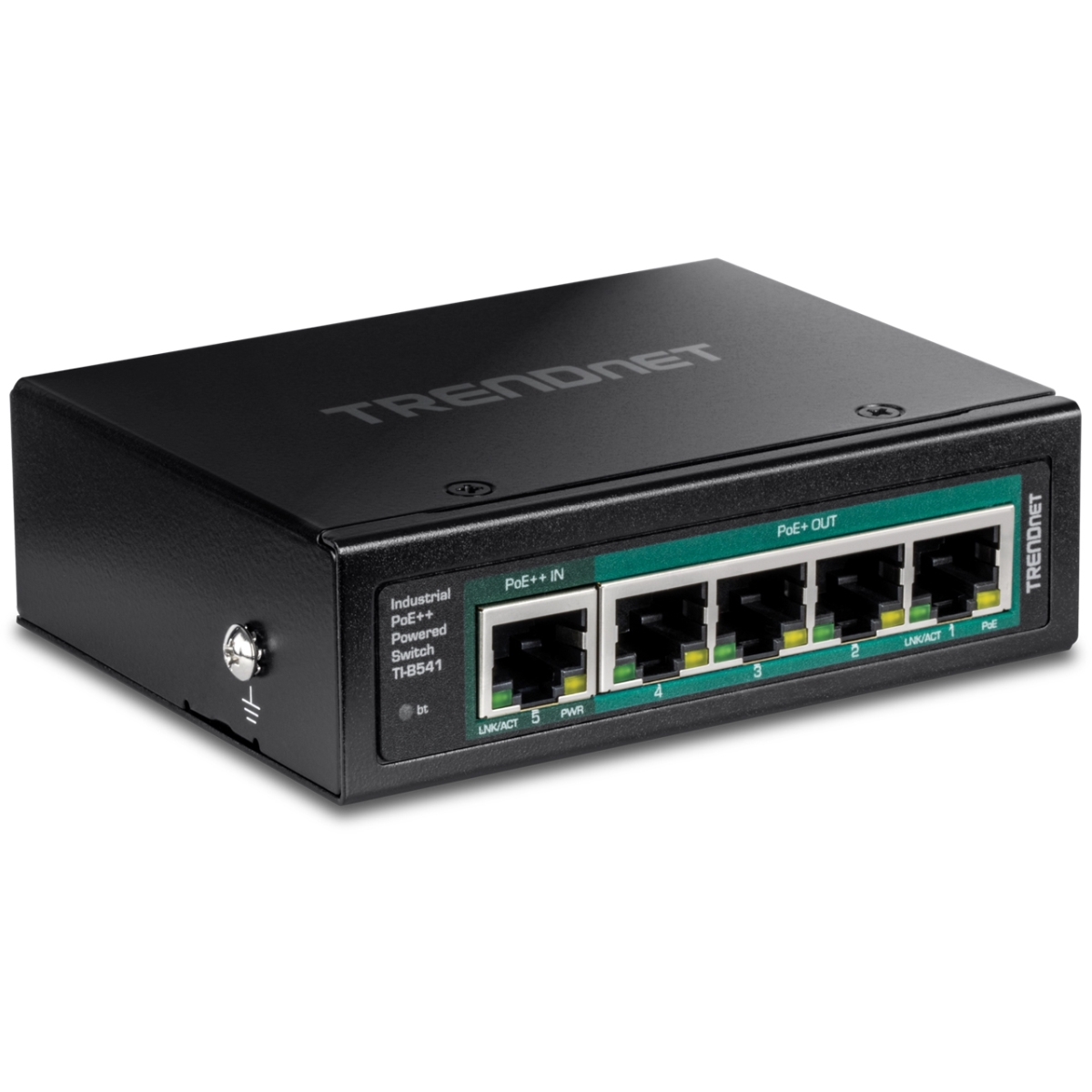 Picture of TrendNet TNET-TI-B541 5-Port IP30 Industrial Gigabit PoE Plus Powered DIN-Rail Switch with PoE Pass-Through