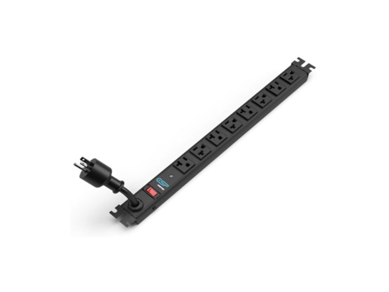 Picture of ESP ESP-VP-10VR-128 125V 12A Vertical PDU Power Strip with Eight 5-15 Outlets - 4 Regular & Right Angle