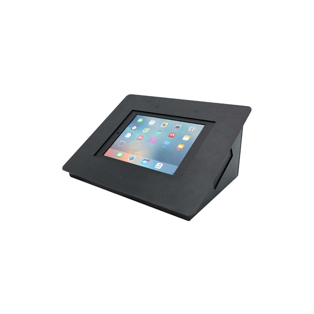 PMTS-7160-1617 Secure Tablet Kiosk for iPad 10.2 & Fixed 30 Deg Tilt - Black Powder Coat