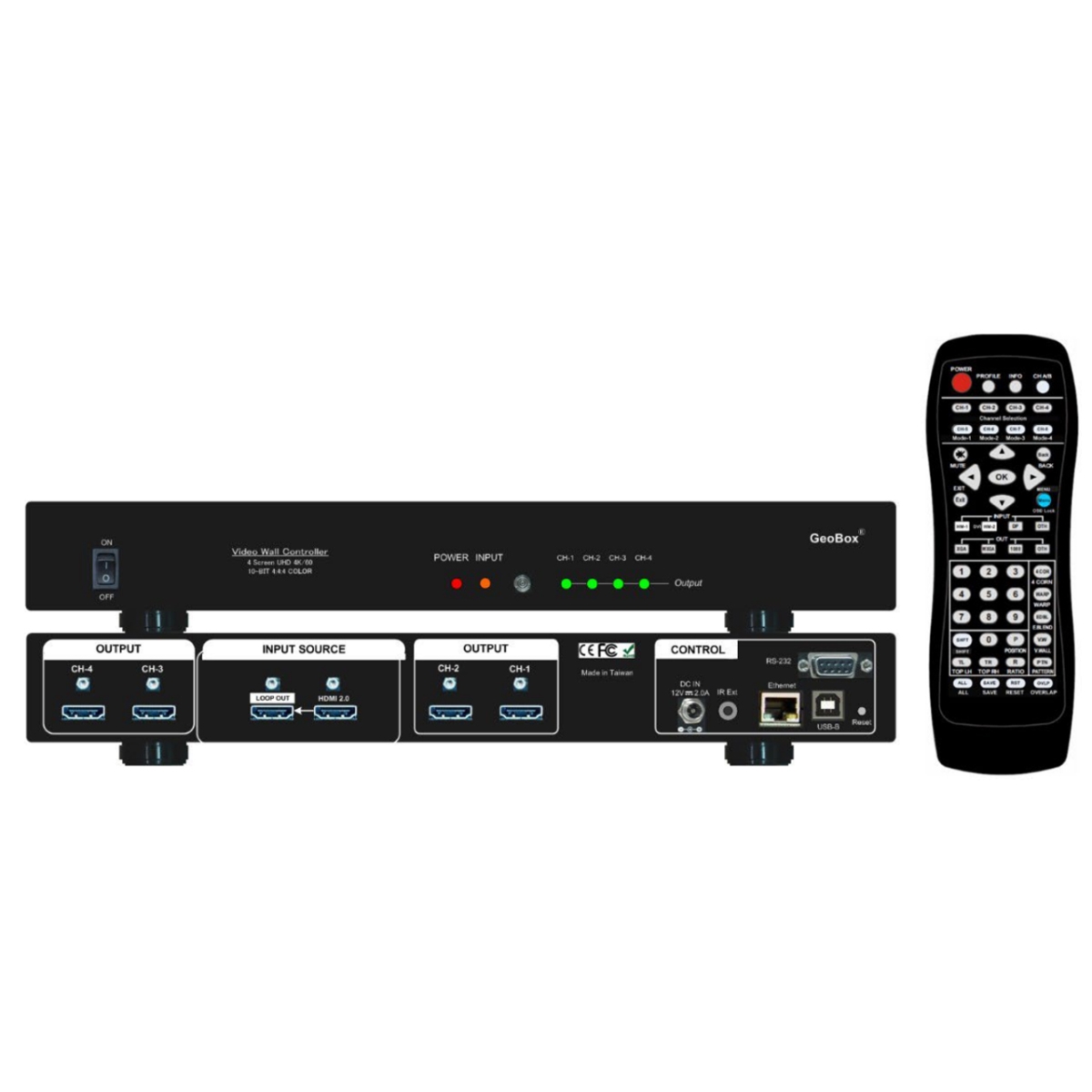 VGL-G406LITE GeoBox 4 Channel 1x4 4K60-8K30 4-4-4 Video Wall Controller with Multiview - HDCP 2.2 Compliant