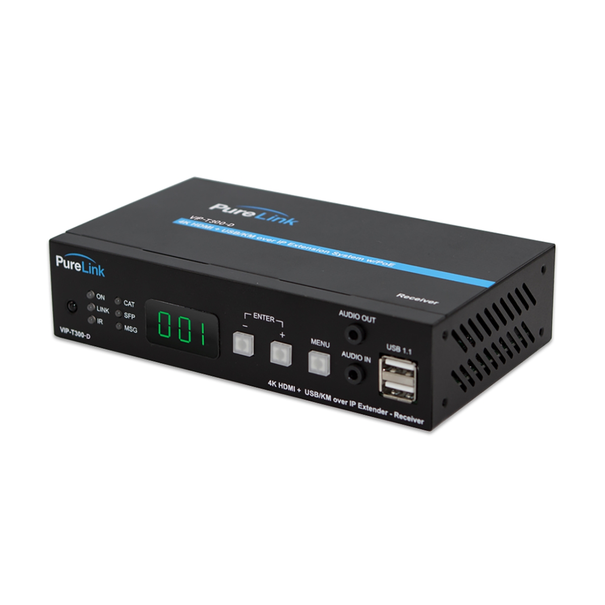 PLK-VIP-T300-D Ultra-Low Latency 4K HDMI & USB-KM Over IP Decoder - TAA Compliant
