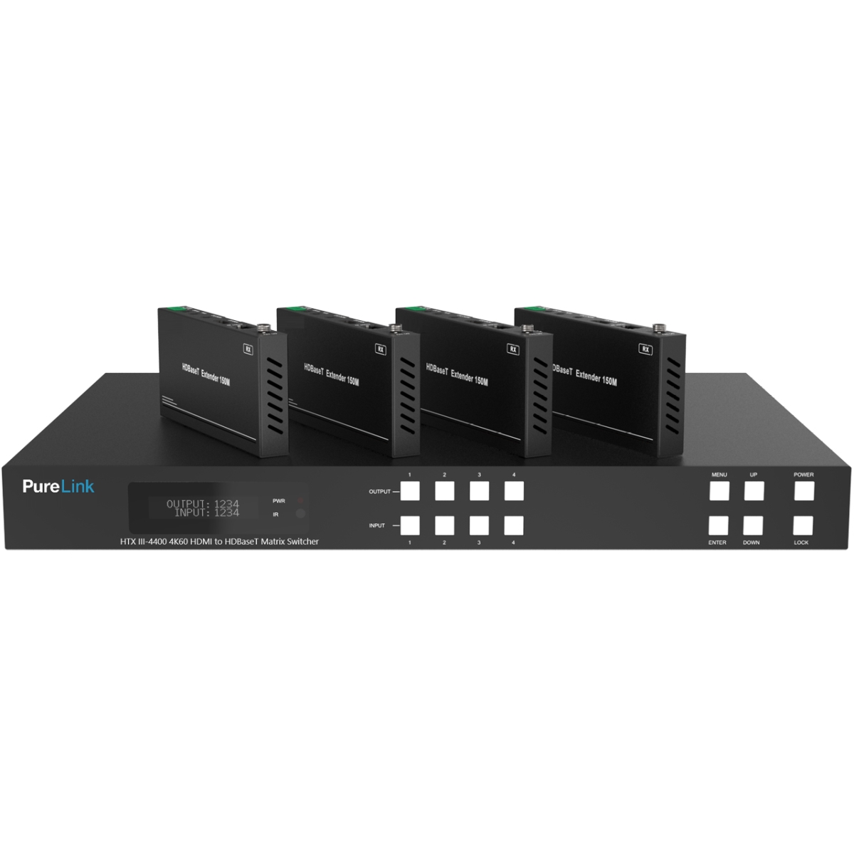 PLK-HTX-III-4400 HDTools 4x4 UHD 4K60 4-4-4 HDMI 2.0b HDCP 2.2 to HDBaseT Matrix Switcher with Audio De-Embedding