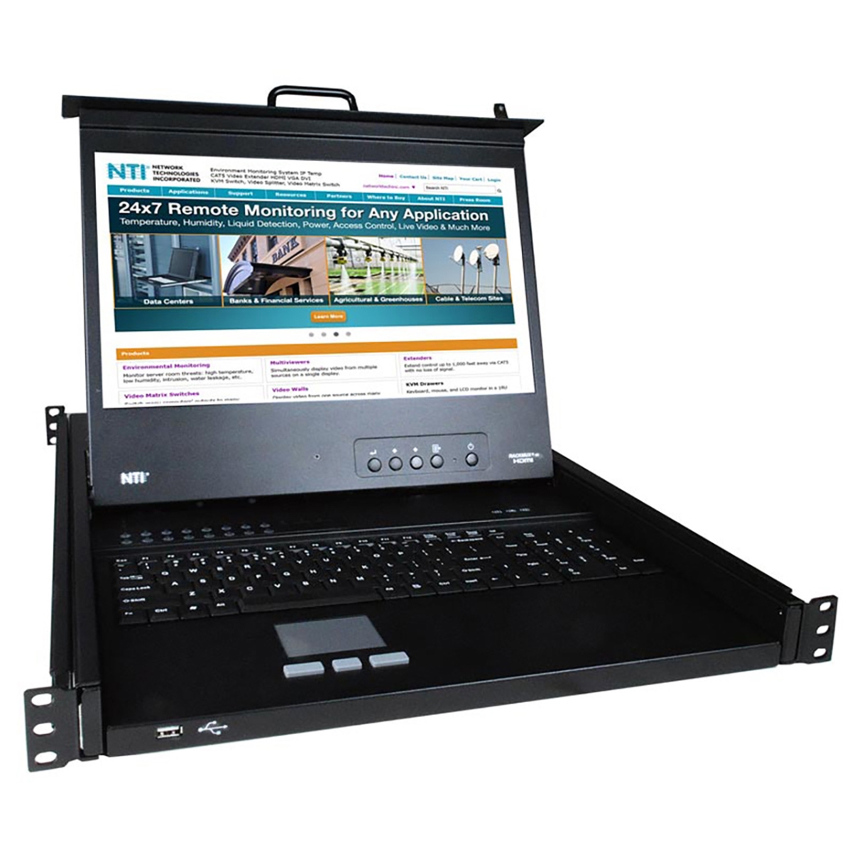 Picture of Network Technologies - VPI NETT-RACKMUX4K17 1RU 4-CPU 4K KVM Drawer with 4K 60Hz HDMI USB KVM Switch