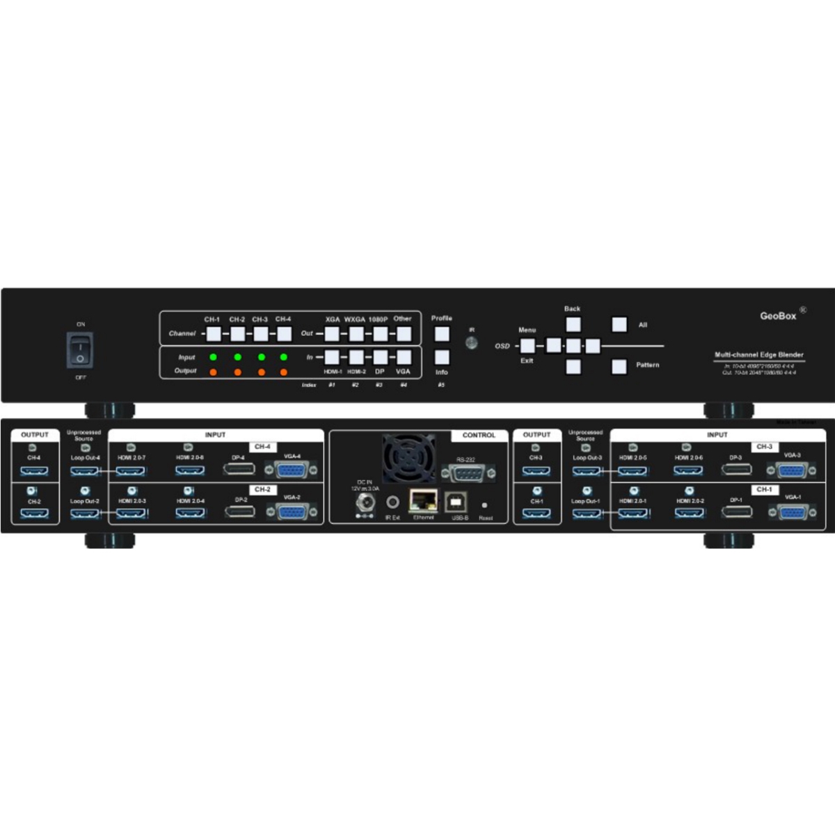 VGL-M804EX GeoBox 4 Channel 4K60 8K30 in 2k Out HDMI Edge Blending Processor with Mapping
