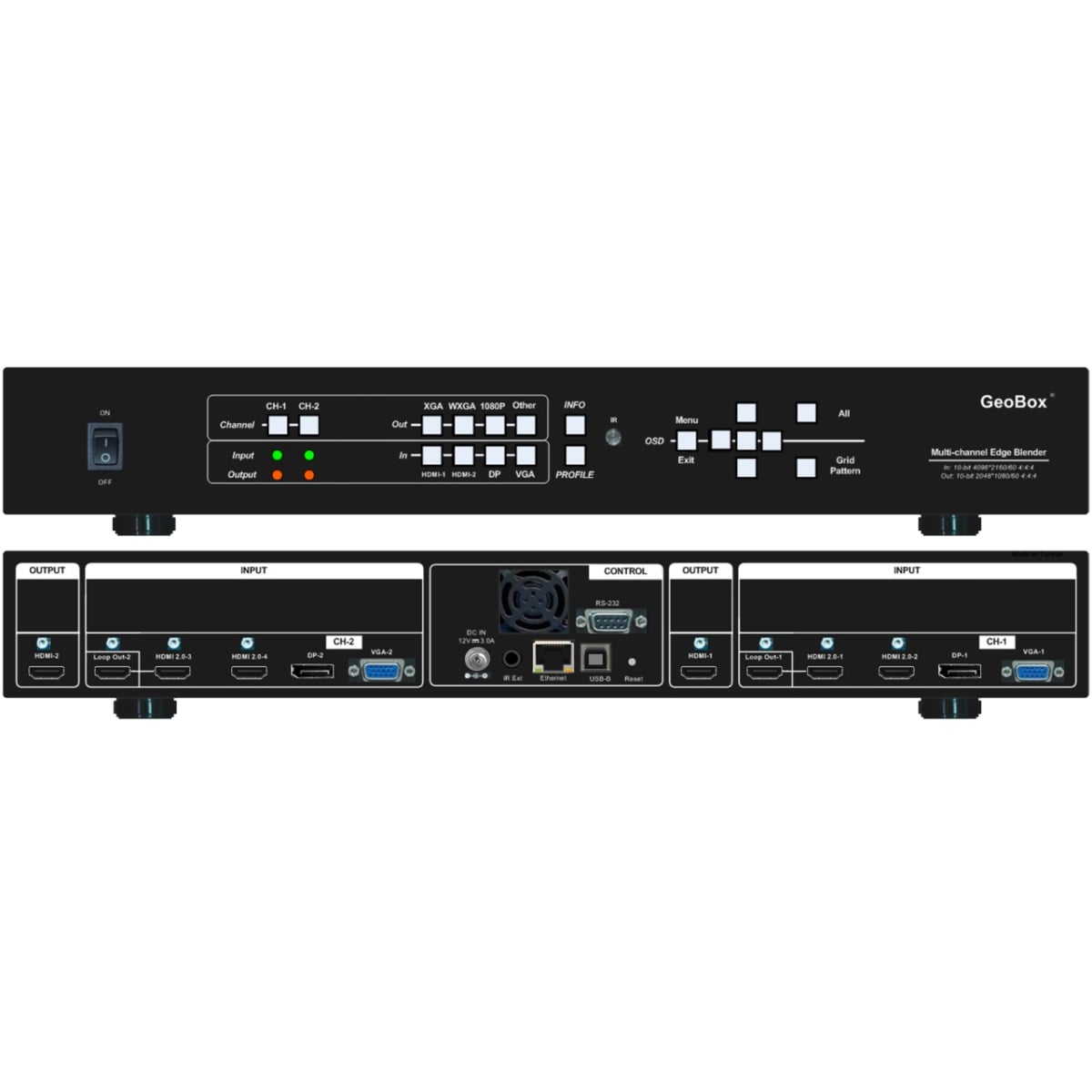 VGL-M802EX 2 Channel 4K60 8K30 in 2k Out HDMI Edge Blending Processor with Mapping