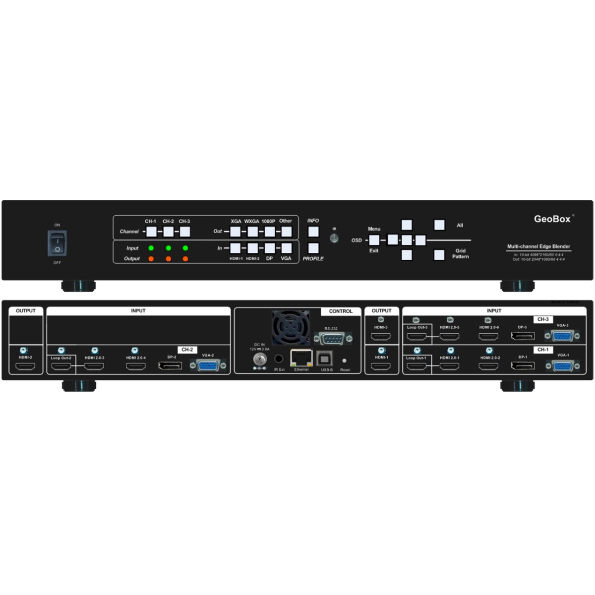 VGL-M803EX 3 Channel 4K60-8K30 In-2K Out HDMI Edge Blending Processor with Mapping