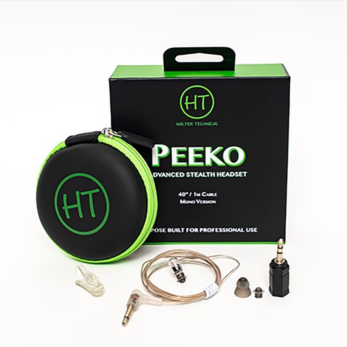 HTE-HTP1M40 Peeko Advanced Stealth IFB Headset with Stereo Adapter & Carrying Case - 40 in. Cable