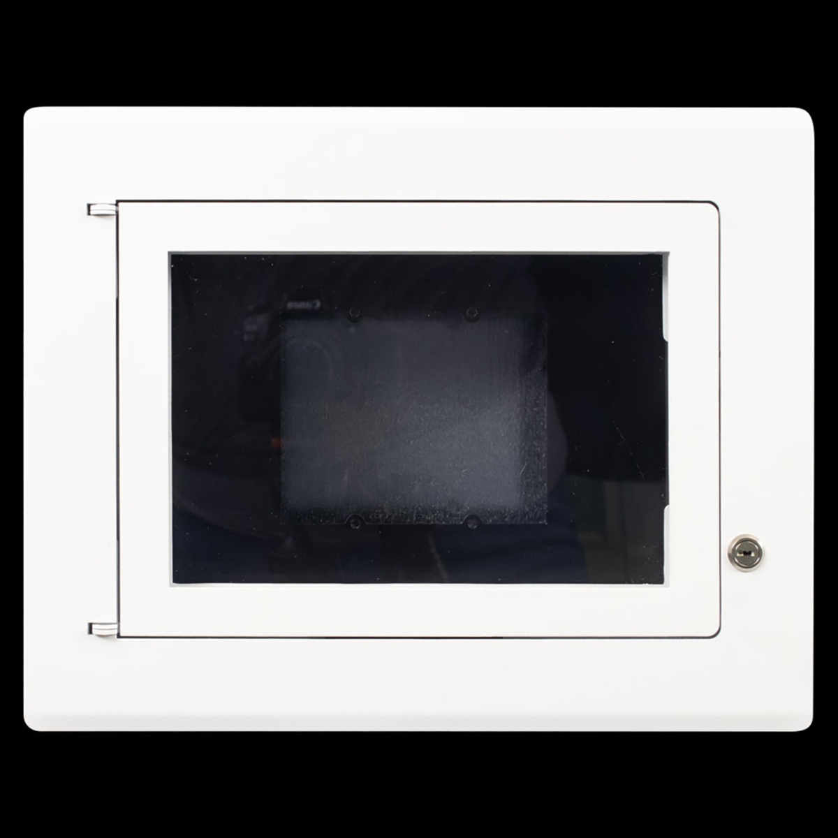 -WB-TSC-FM-7 2-Gang Flush Mount Wall Box with Locking Cover & Clear Window for Touchscreens - 7 in. - White