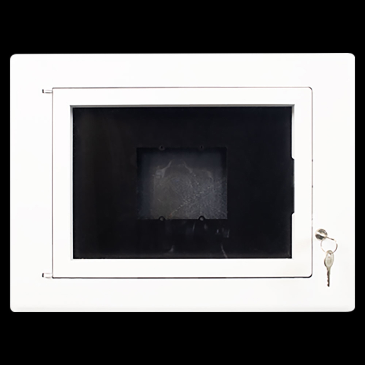 -WB-TSC-FM-10 2-Gang Flush Mount Wall Box with Locking Cover & Clear Window for Touchscreens - 10 in. - White