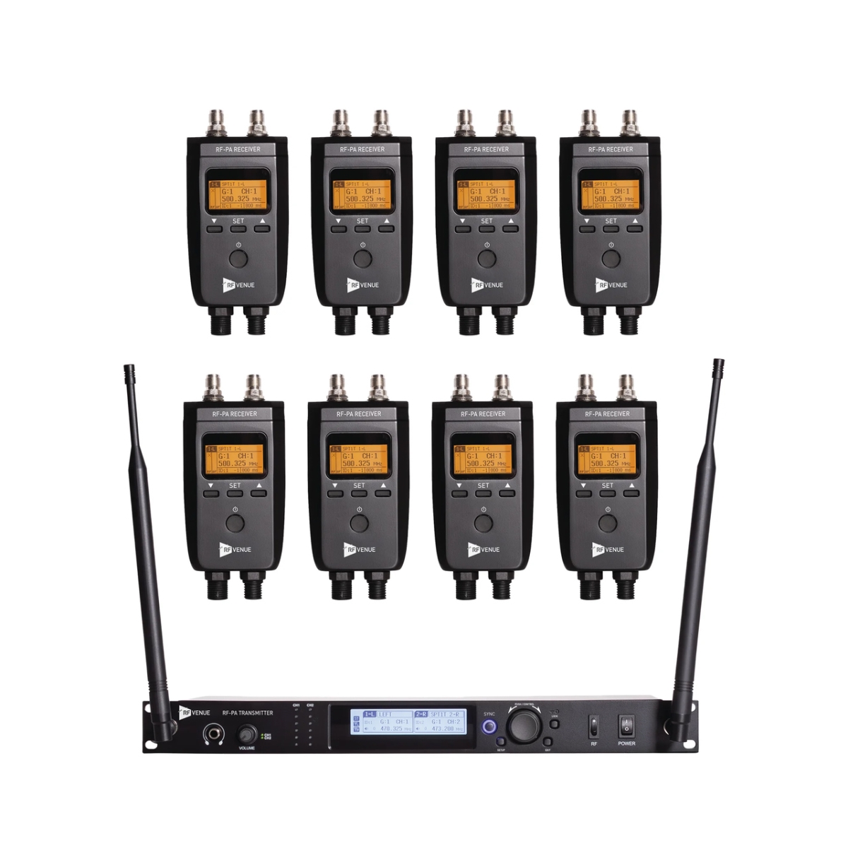 RFV-RF-PA-8PACK Extension Kit with 1x Transmitter & 8x Receivers at 470-506 MHz UHF Band