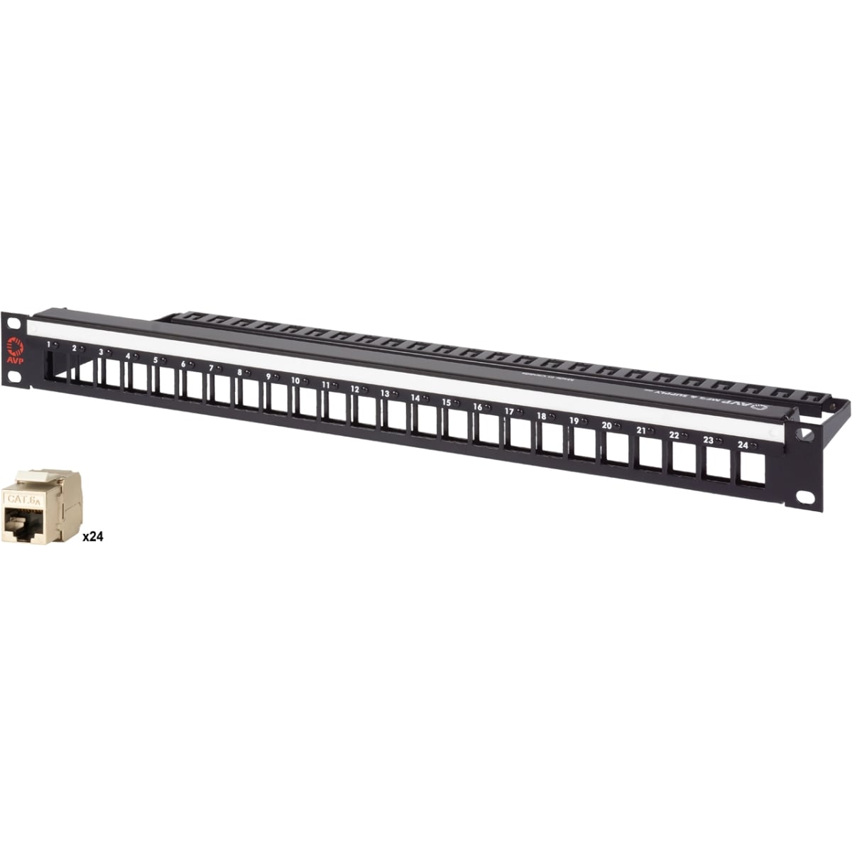 WKYL124E16ASB41R 1 RU Keystone Patchpanel - 24 Cat6A Shielded Connectors with IDC Rear Pivoting Design L Series