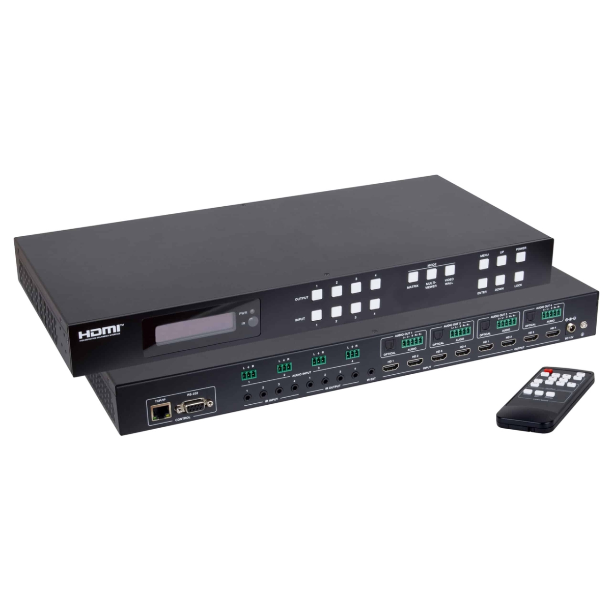 MUX-500428 4K60 HDMI 2.0 4x4 Seamless Matrix with Video Wall & Multiview