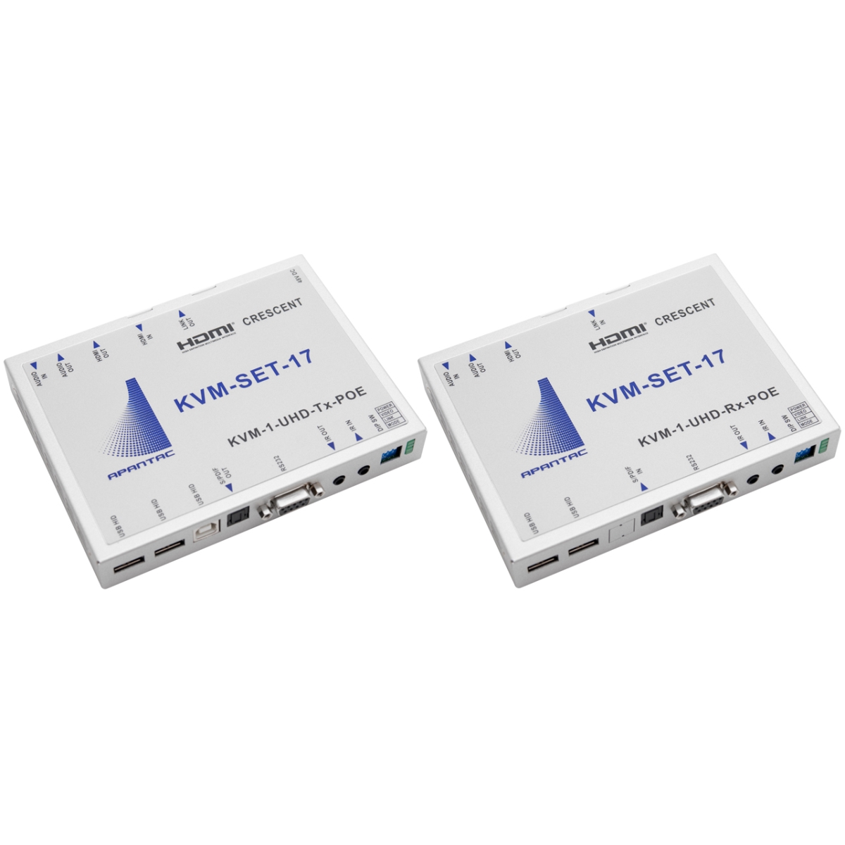 APA-KVM-SET-17 Crescent 4K & UHD HDMI CAT6 KVM Transmitter & Receiver Set with USB 2.0 & PoE Support - 328 ft.
