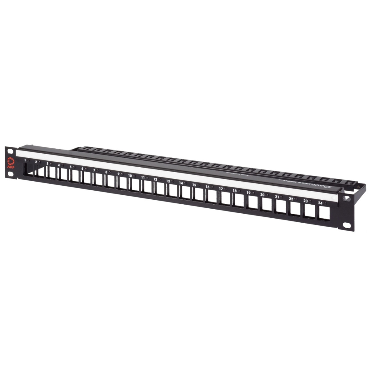 WK-YL124E1-Z-B38 L Series 1RU 1x24 Empty Keystone Patch Panel with 4 in. Cable Bar - Color-Coded & Numbered
