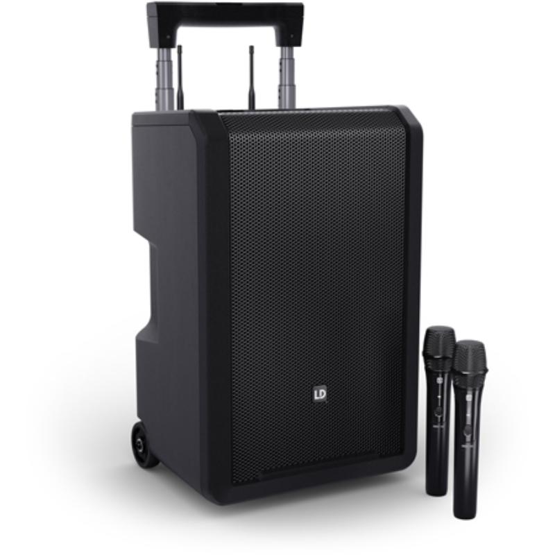 LDS-ANNY10HHD2B5 Battery-Powered Bluetooth 10 in. PA Speaker with 2 Handheld Microphones