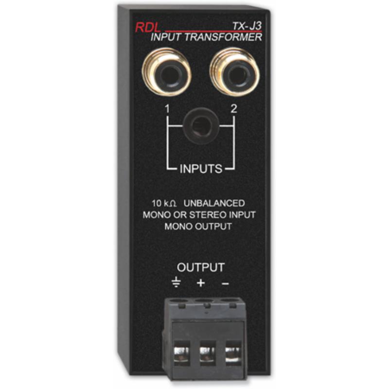 RDLTXJ3 10 Ohm Unbalanced Input Transformer  Unbalanced Stereo Inputs to Summed Balanced Mono Output