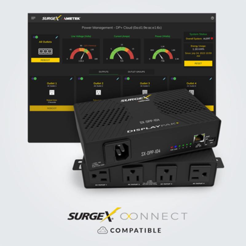 SX-DPP-104 DisplayPak Plus Wi-Fi & Advanced IP Control 4x Outlet PDU with Switchable Receptacles for Tight Spaces