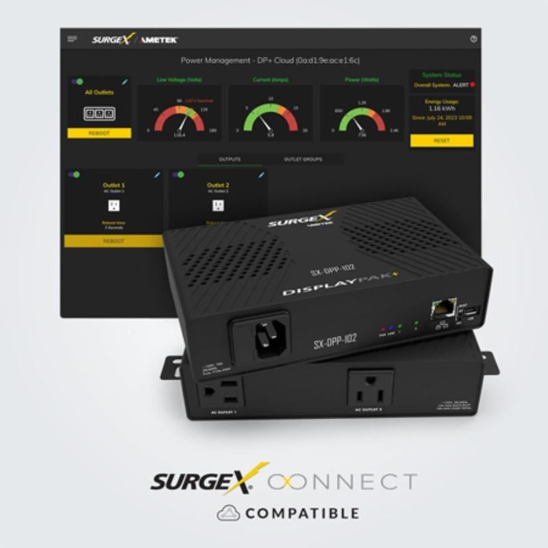 SX-DPP-102 DisplayPak Plus Wi-Fi & Advanced IP Control 2x Outlet PDU with Switchable Receptacles for Tight Spaces