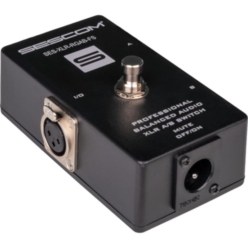 SES-XLR-RGAB-FS Passive Balanced Audio XLR A & B Reverse Gender Foot Switch with Toggle Switch for Disconnect