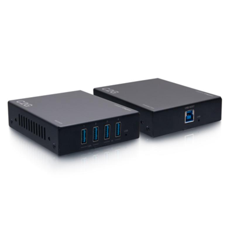 C2G-54265 Superbooster 4-Port USB over Cat6a Extender Kit - USB 3.2 Gen1 5Gbps - 328 ft.
