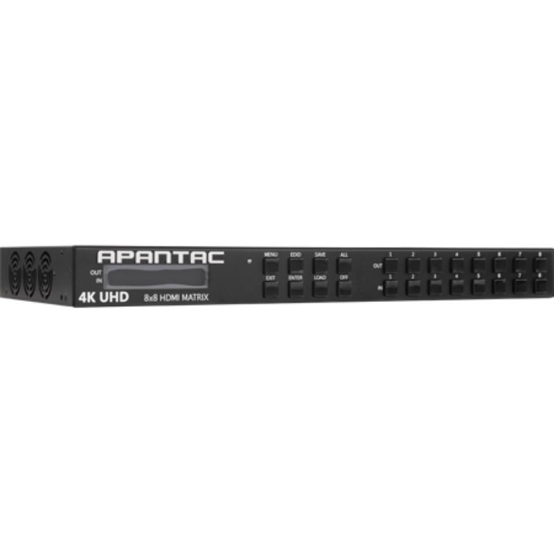 APA-HDM208X8UHDA 1RU 8x8 HDMI 2.0 UHD Matrix Switch with Audio Breakout & IR & RS-232