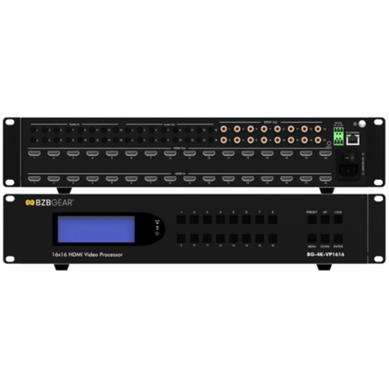 BG-4K-VP1616 16x16 4K UHD HDMI Matrix Switcher, Video Wall Processor & MultiViewer with Scaler, IR-Audio & IP-RS-232