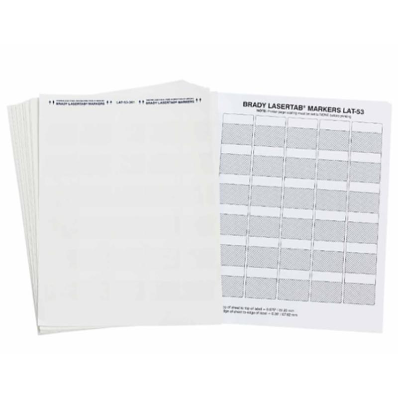 LAT-53-361-1 LaserTab Series Self-Laminating Polyester Labels - 1.5 x 1.5 in. - Matte White - 34 Sheets