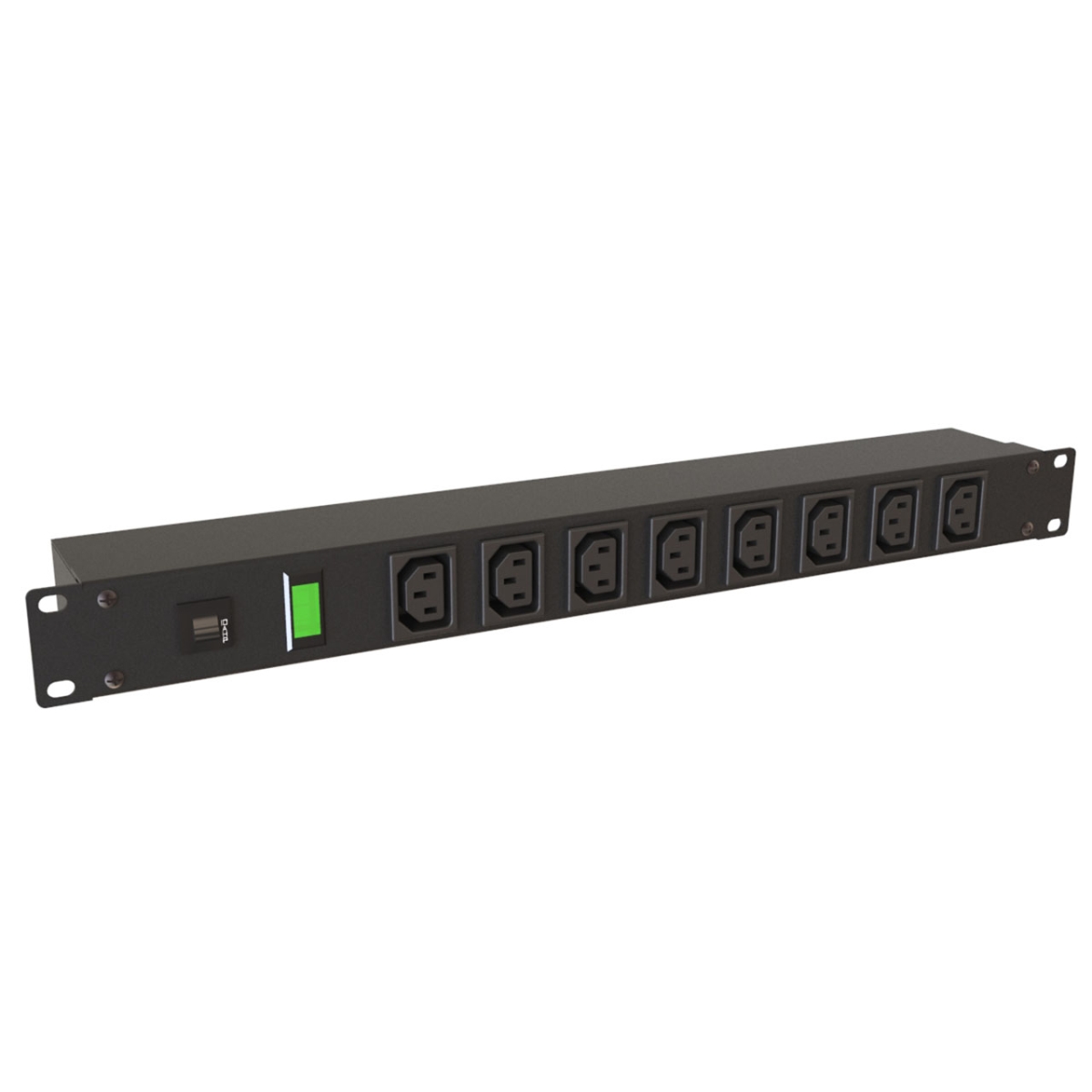 HMND-1582T8E1BK 10A 8 Outlet Strip with 15 ft. Cord - Outlets Front - Black