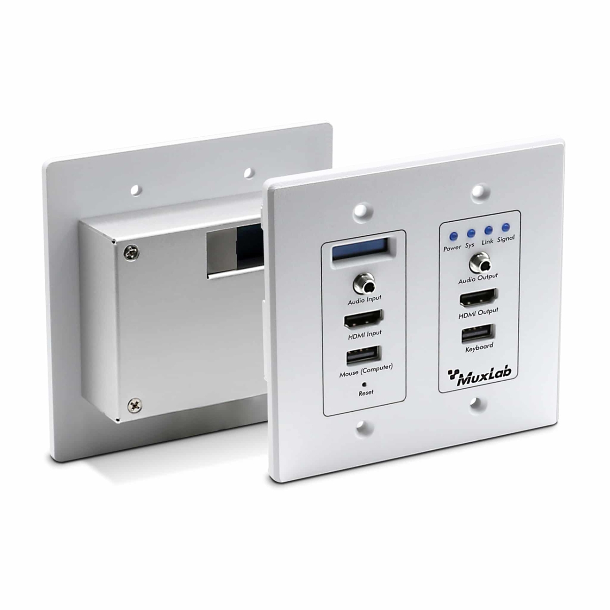 MUX-500865-WP-WH HDMI Over IP PoE 4K-30 Wall Plate Seamless Transceiver - Extends Up to 330 ft.