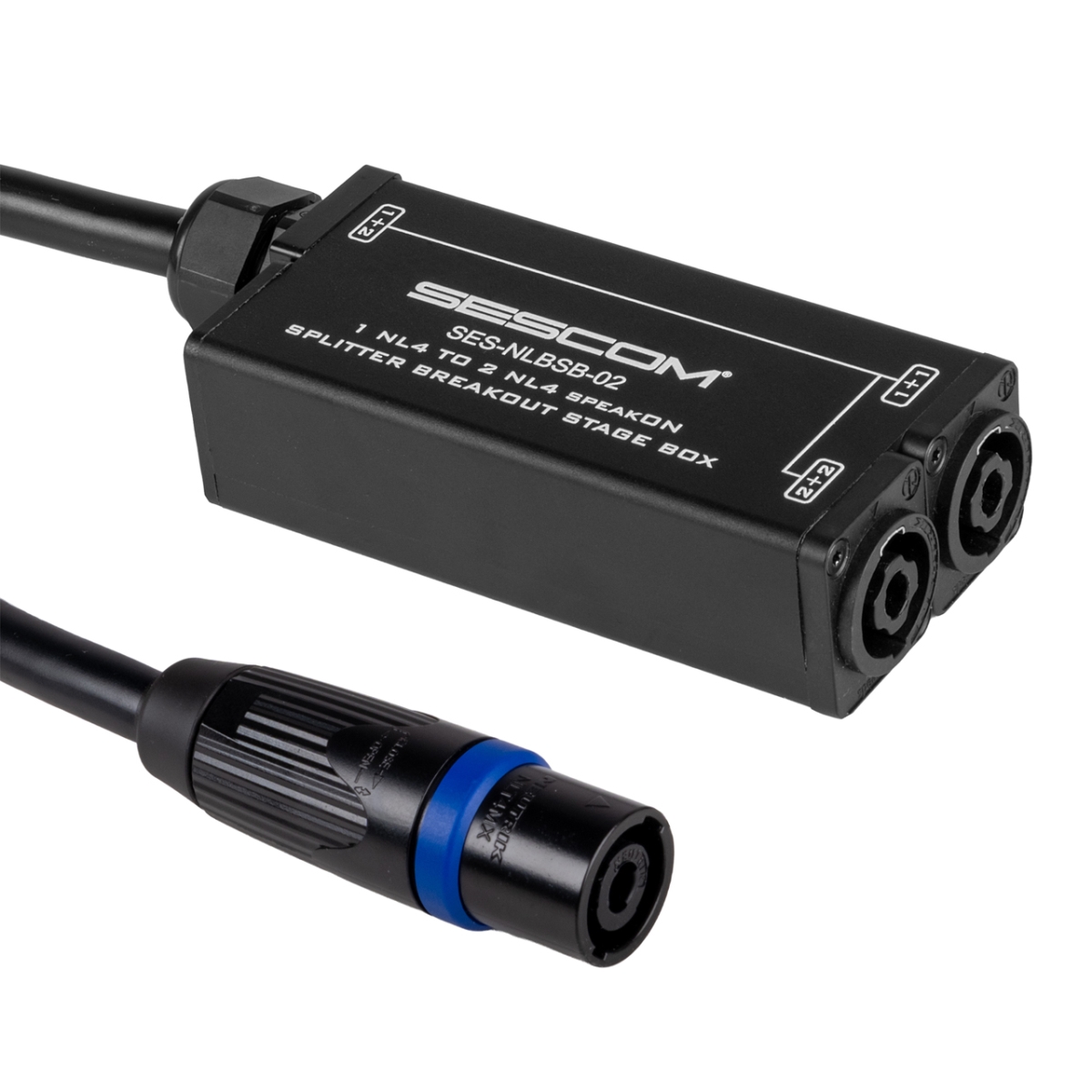 SES-NLBSB-02 Neutrik Speakon Parallel Breakout Stage Box with Tail - 1 NL4 to 2 NL4