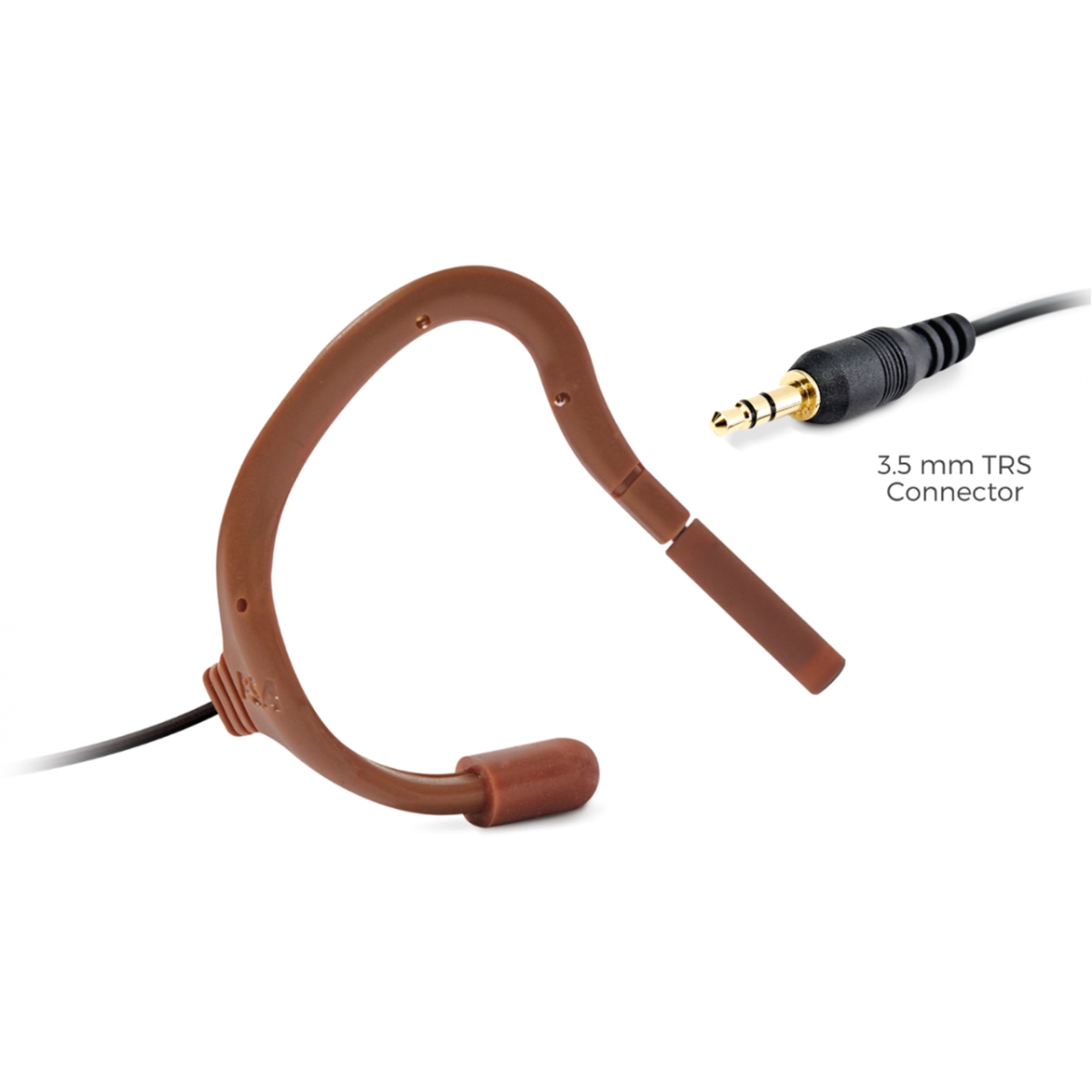 POI-EO-7LH-TRSBR Embrace High-Sensitivity Omni On-Ear Lavalier Microphone with 3.5 mm TRS for 2.4 GHz Wireless - Brown
