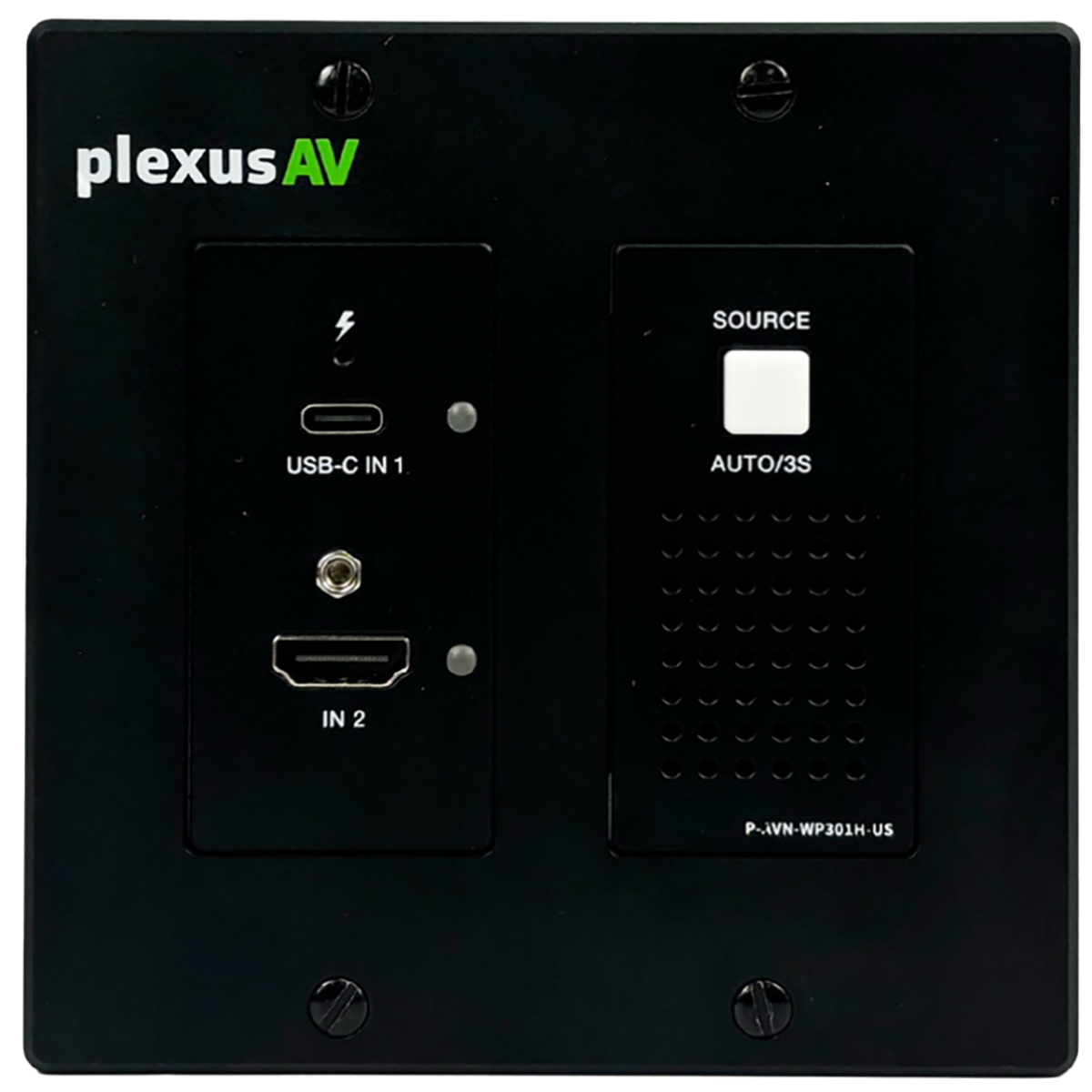 PLX-AVNWP301HUSB 2-Gang HDBaseT 3.0 Auto-Switching Wall Plate with HDMI & USB-C Input - Black