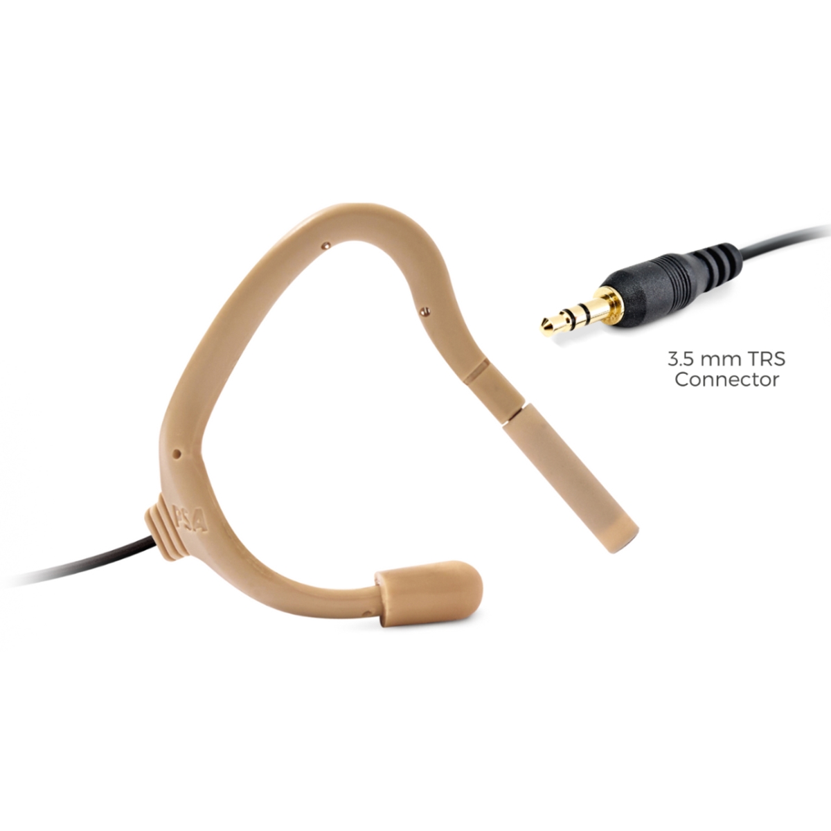 POI-EO-7LH-TRSBE Embrace High-Sensitivity Omni On-Ear Lavalier Microphone with 3.5 mm TRS for 2.4 GHz Wireless - Beige