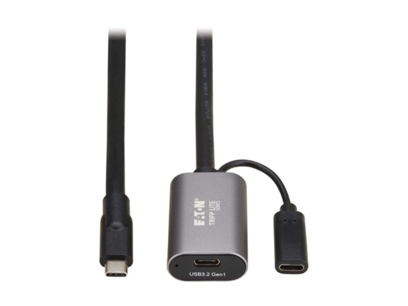 Tripp Lite TRL-U330-10MC2CC 32.8 ft. Black & Gray USB 3.2 Active Extension Cable with USB-C Charging - 5Gbps