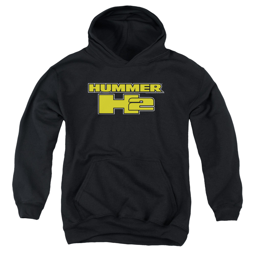 Hummer H2 Block Logo Pull-Over Hoodie T-Shirt for Youth, Black - Medium